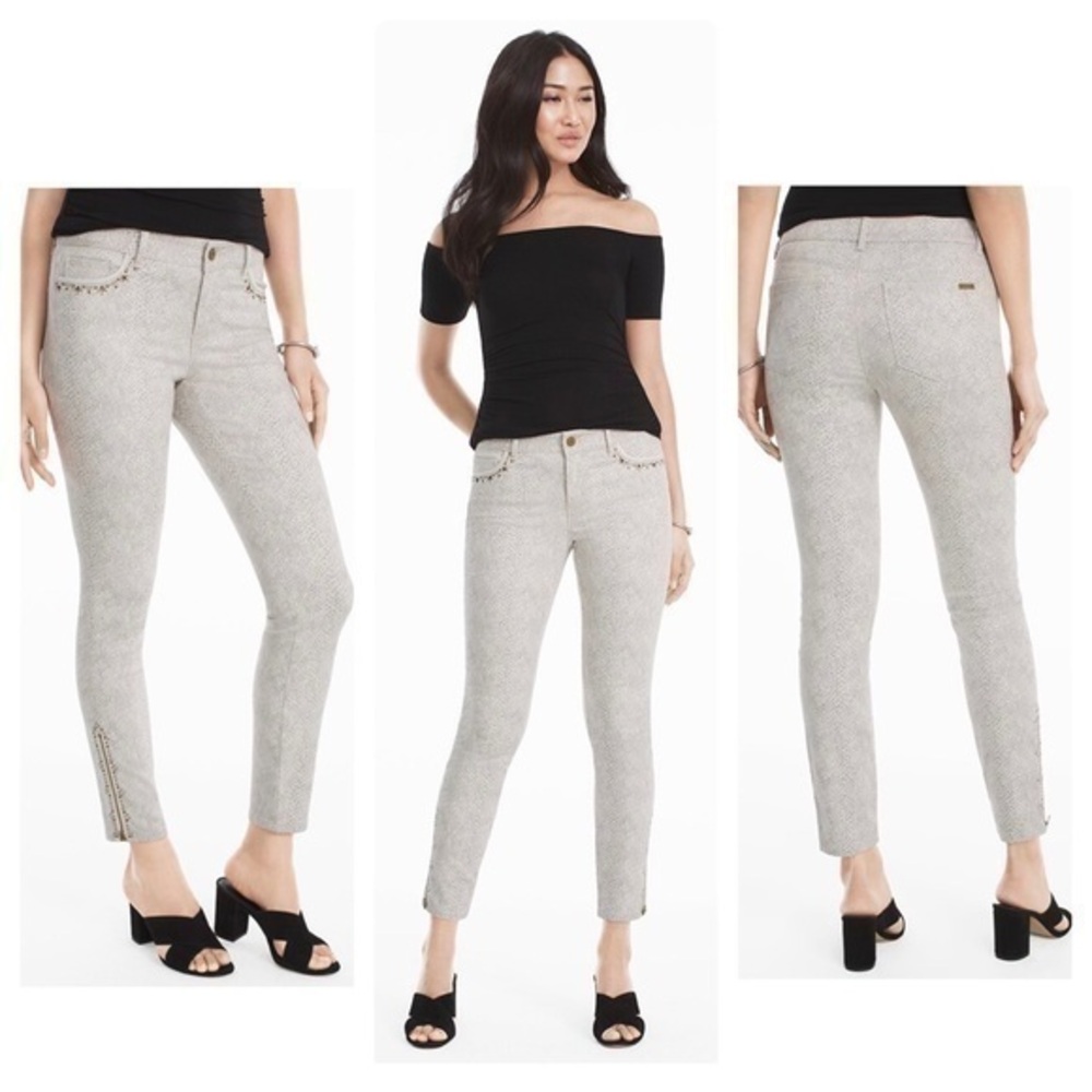 White House Black Market Snake Print Skinny Crop Jeans 12